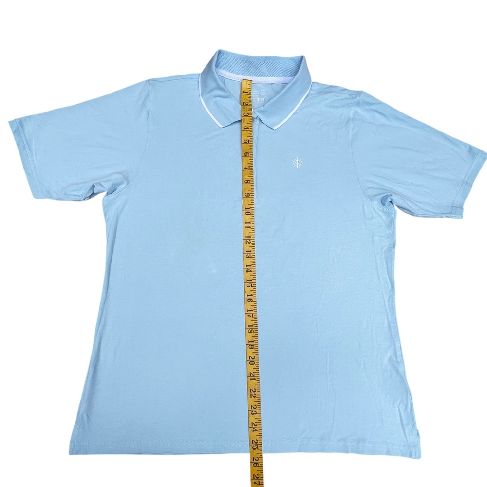 NWT Coolibar Womens Lg Light Blue UPF 50+ Sun Protection Polo Shirt Short Sleeve - Picture 4 of 7